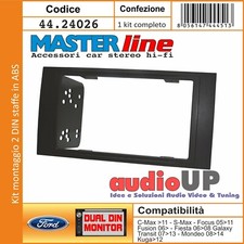 MASCHERINA RADIO 2 DIN KIT CON STAFFE ABS FORD FIESTA DAL 2006 AL 2008 ANTRACITE