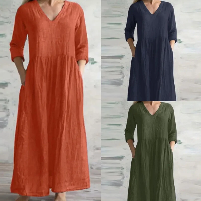 Plus size cotton long dresses sale