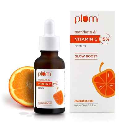 Plum 15% Vitamin C Face Serum with Mandarin Glow Boost For Glowing Skin, 30ml FS