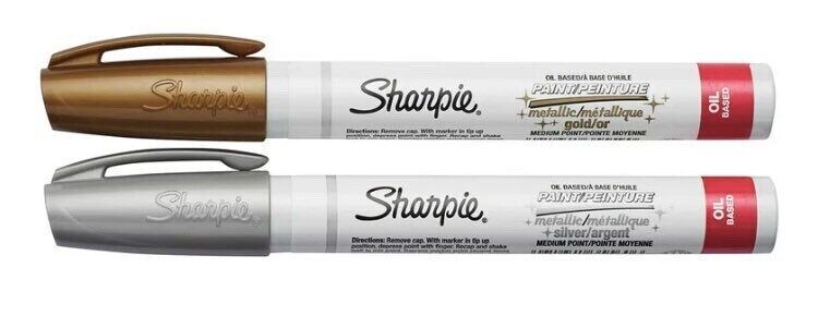 Sharpie Oil-Based Medium Paint Marker Set, Silver & Gold