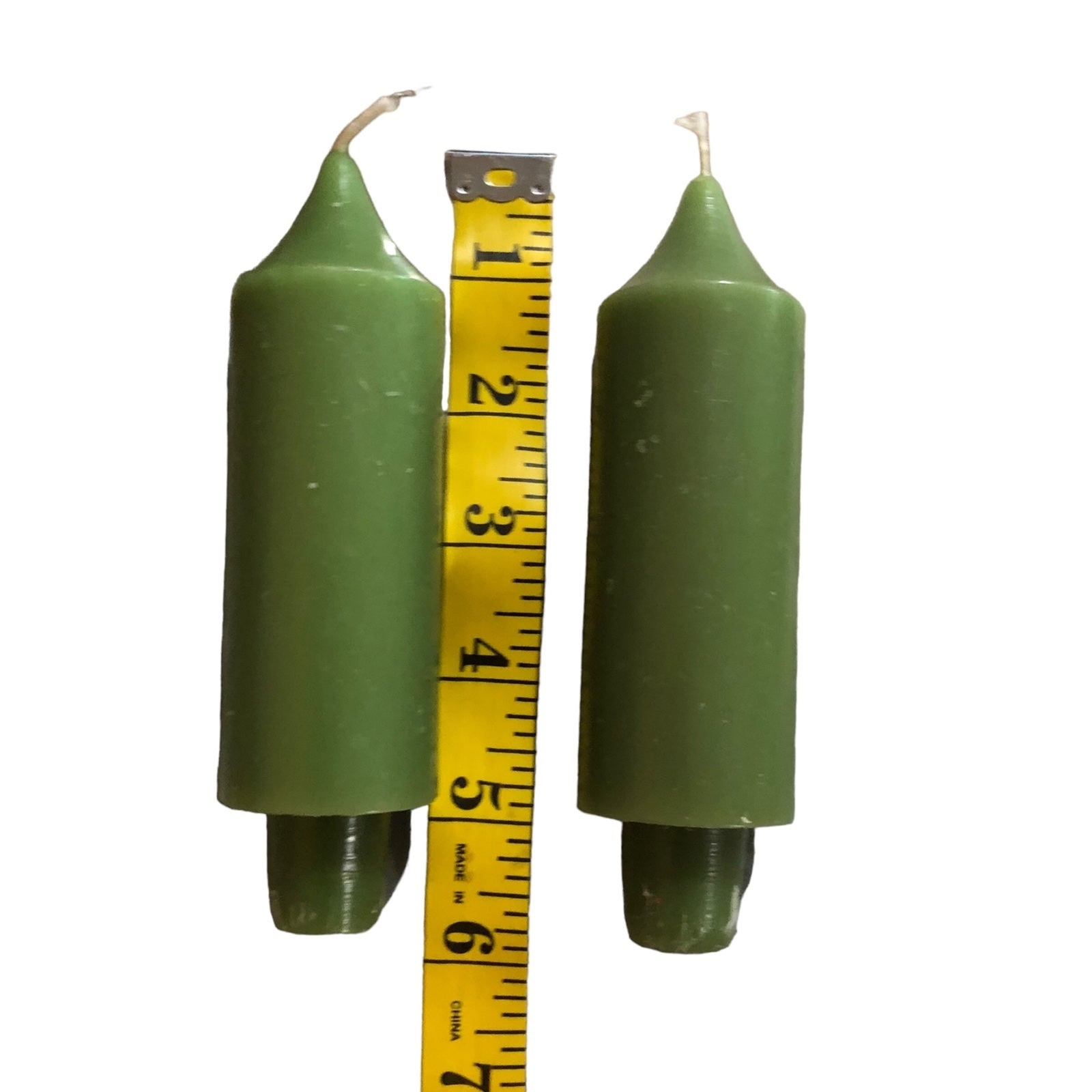 Pair of Light Green Taper Candles 6”, Coach Candles, Pillar, Green