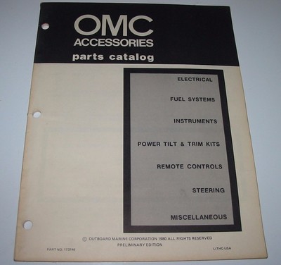 Parts Catalog OMC Accessories Zubehör Ersatzteilkatalog Power Tilt Steering 1980