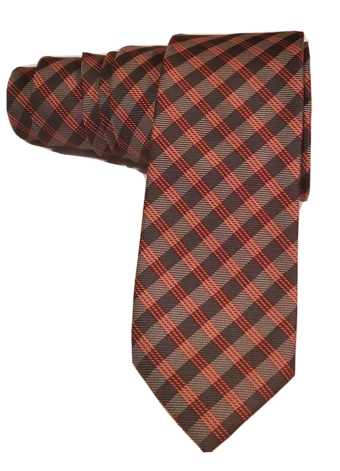  范海森男式 100% 聚合物紧身项链橙色/灰色条纹 L 58" W 3 3/4 — 第 2/4 张图片