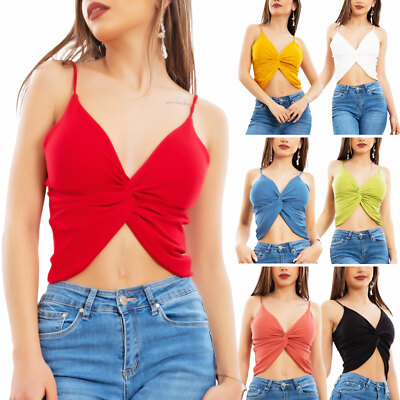 TOOCOOL W3084 Cross Träger Crop Top Slim Fit Neckholder Gepolstert