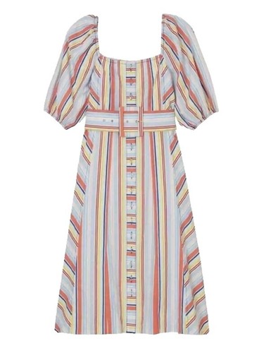 Faherty Linen Laguna Midi Dress Gus/Golden Sun Stripe Size Medium | eBay