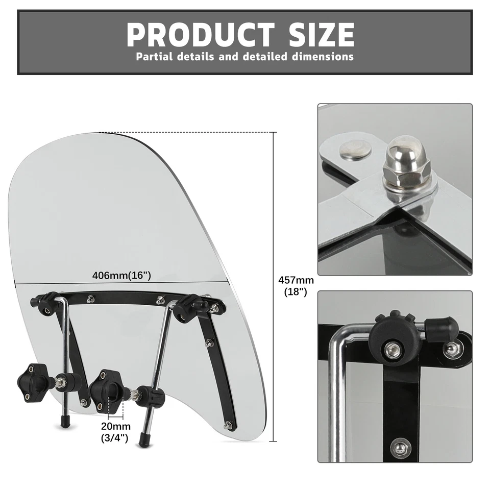 Manillar 7/8" 1" 18" x 16" Parabrisas Para Honda Rebel CMX 250 500 Foto 3 de 4