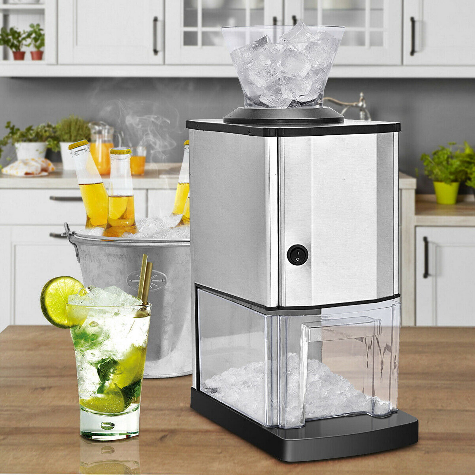 Countertop Electric Stainless Steel Ice Crusher Crushed Ice Maker Shaver Machine Ebay