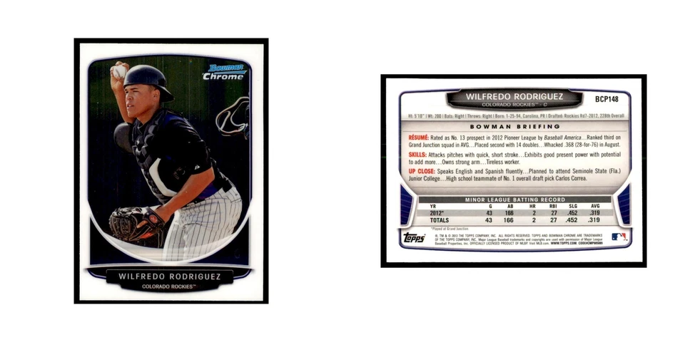 Wilfredo Rodriguez 2013 Bowman Chrome #BCP148 Baseball Cards Baseball Card NM - Image 3 of 3