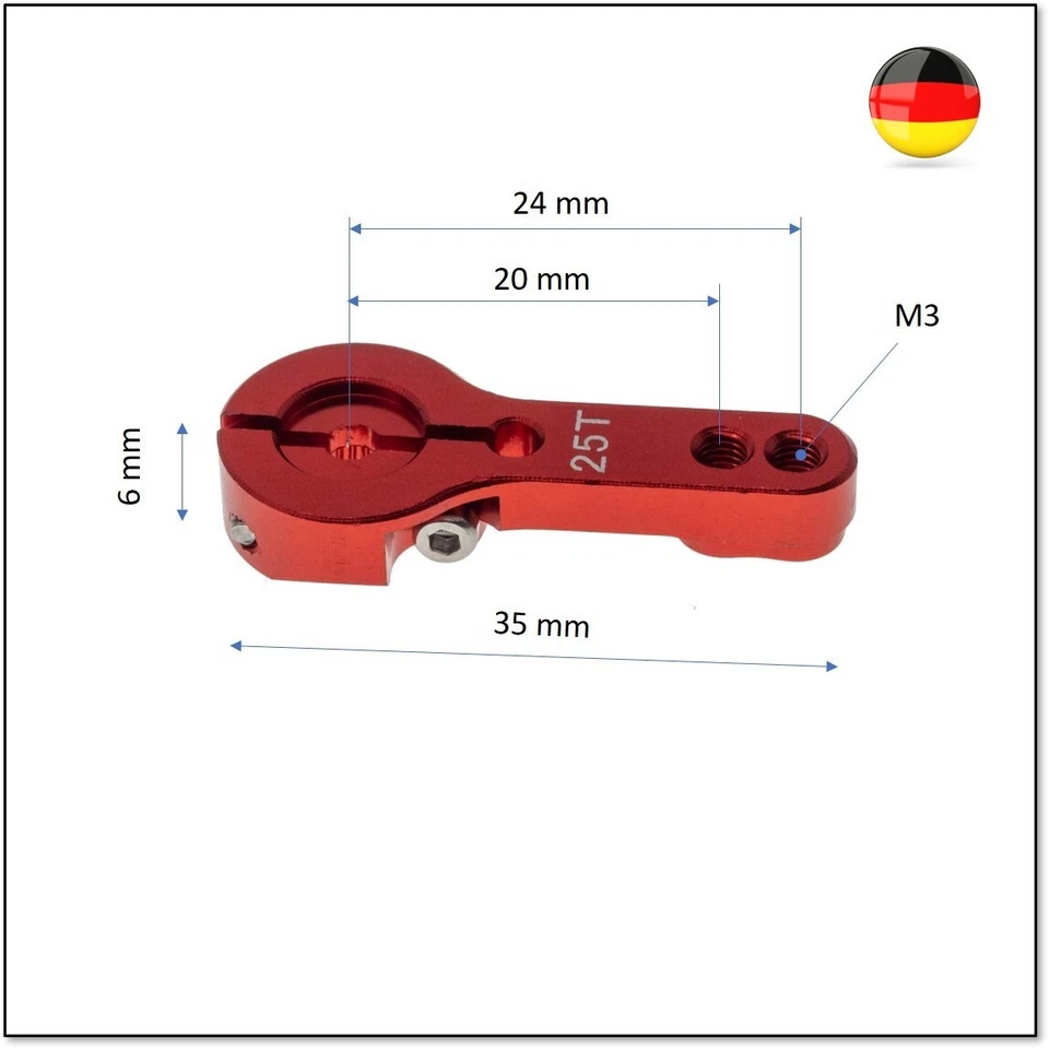 5 X RC Servoarm Servohorn Crank 25T Servohebel Alu 25 Zähne CNC MKS Futuba Savöx - Bild 2 von 3