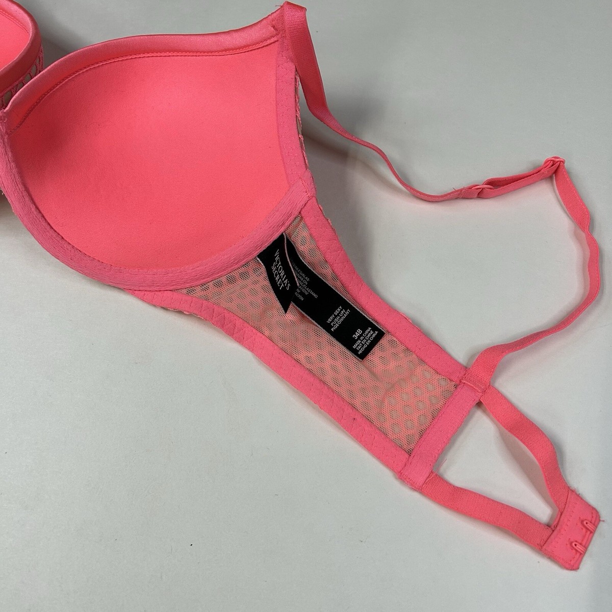 Victorias Secret 34B Pushup Bra Beige Pink Lace Underwire