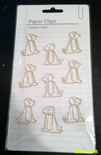 NEW set of 9 Novelty pack of PUPPY DOG SHAPED gold paper clips