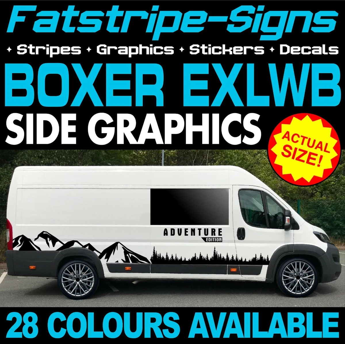 to fit PEUGEOT BOXER L4 EXLWB GRAPHICS STICKERS STRIPES CAMPER VAN