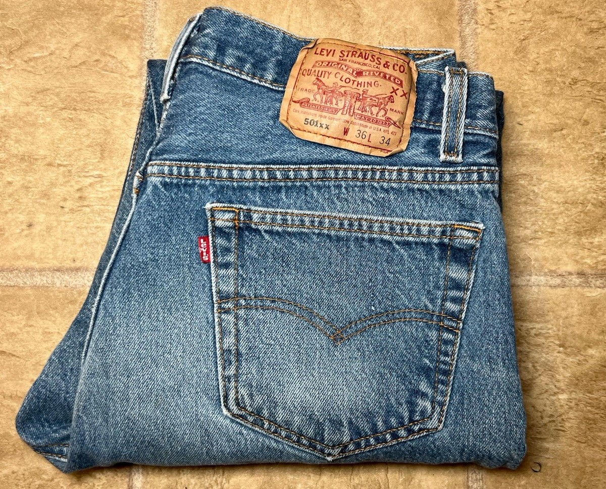 Vintage 90s Levis 501xx Jeans Mens 36x34 (Fit 33x31) Button Fly