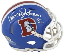 Broncos Vance Johnson Authentic Signed 1975-96 Blue TB Speed Mini Helmet BAS