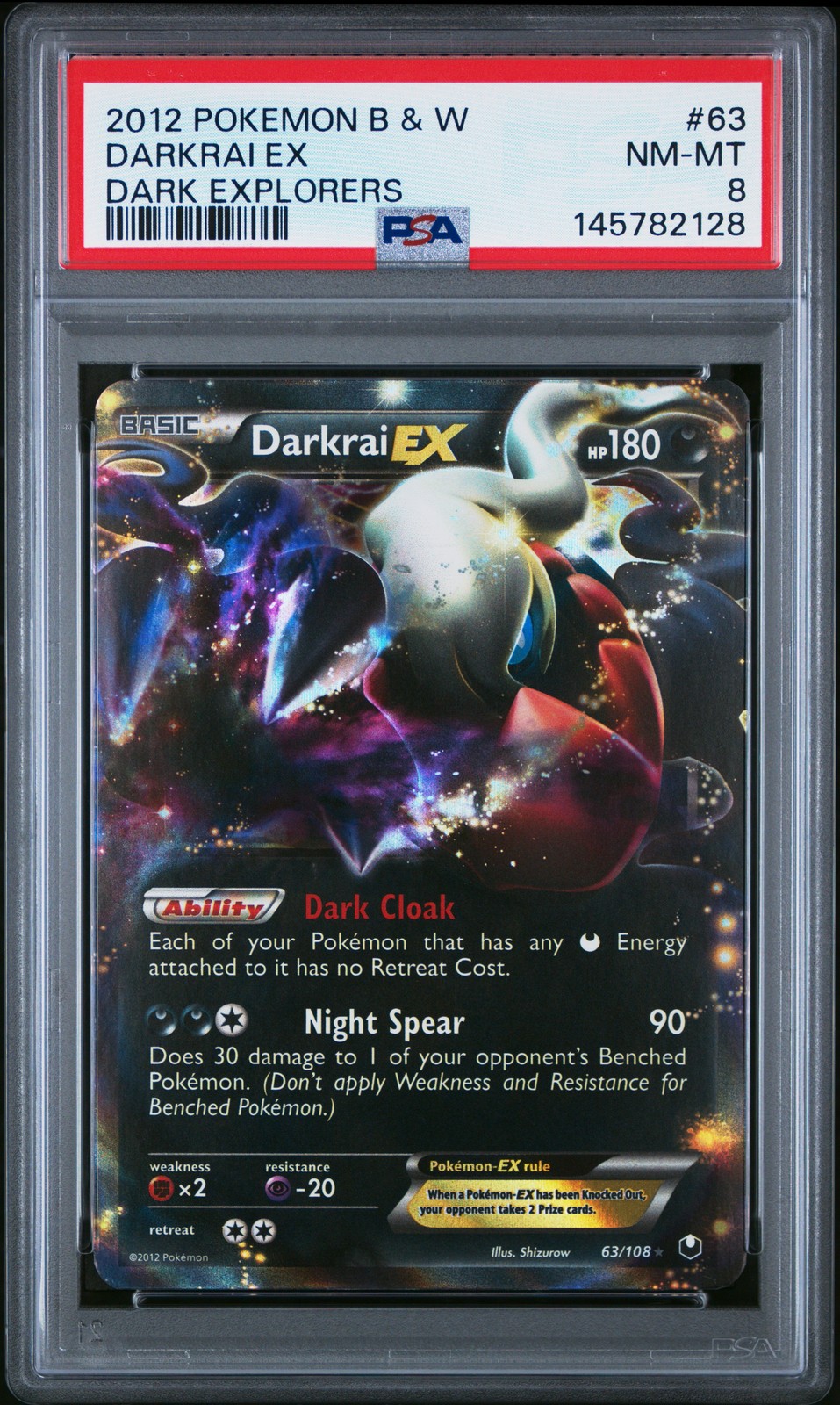 2012 POKEMON B&W DARK EXPLORERS #63 DARKRAI EX PSA 8