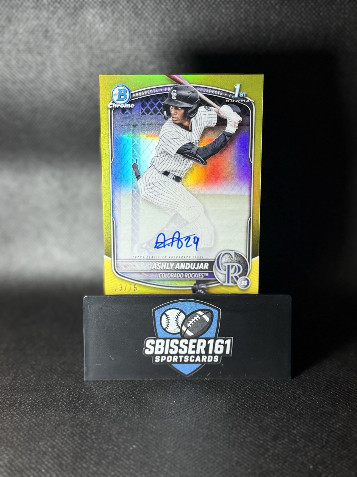 2025 Bowman Chrome Prospect Autographs Ashly Andujar #CPA-AA Yellow /75