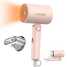 CLGTTBF Portable Hair Blow Dryer with Nozzle, Double Blue Light Pink