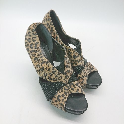 Pool Side Poolside Thick Sole Heel Leopard Print … - image 4
