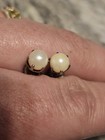 Earring Studs Silver Tone Pearl