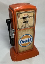 GULF Gasoline Gas Pump 6.75&rdquo; Tall ~ Metal Coin Bank ~ NEW