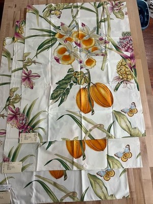 Lee Jofa Fabric Samples 3 Pieces 26 X 36 100% Cotton White Floral Orchids Borneo