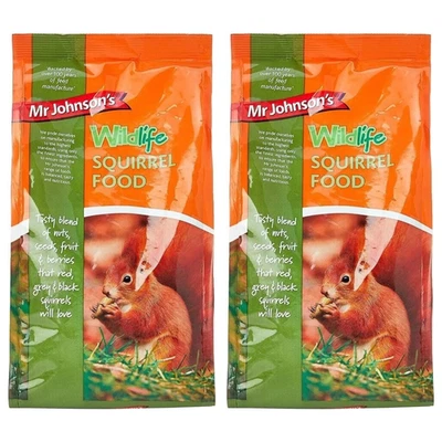 JOHNSON'S 2 x Mr Johnsons Squirrel Food Peanut Nut Seed Mix Wild Animal Food Feed 900g