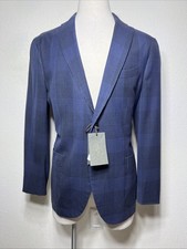 Boglioli Blue Layered Check Wool 'K Jacket' Sport Coat 44R Eu 54R NWT Brand New