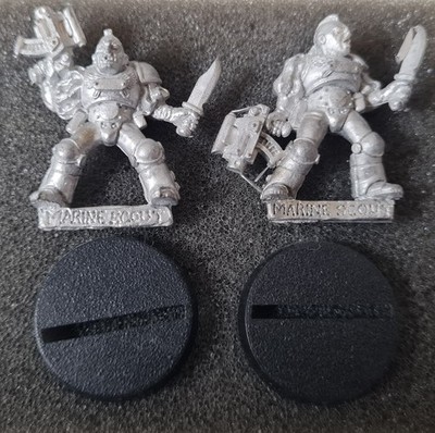 Warhammer 40k-2x Classic Space Marine Scouts, Metall, 90er, unbemalt, OOP 