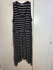 Gap Blue/White  Stripe Maxi Dress XL Sleeveless Layering Nautical Casual Stretch