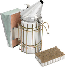 Bee Hive Smoker Stainless Steel with Heat Shield Beekeeping Equipment