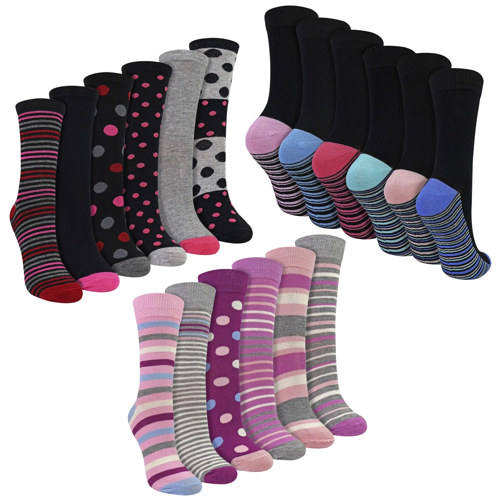 Sock Snob - 6 Pack Women's Bamboo Socks Soft Breathable Patterned Everyday