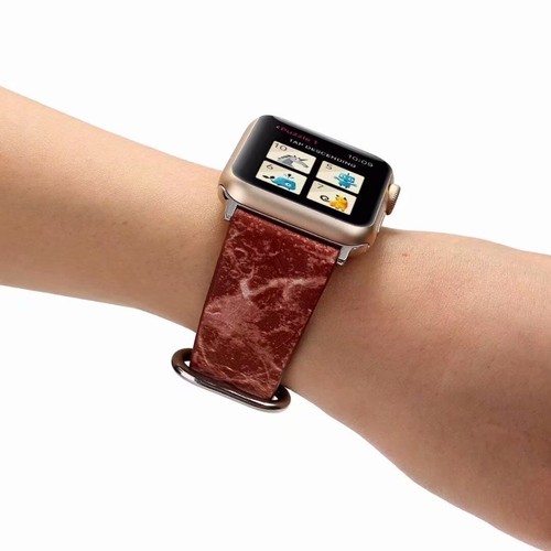 Marble Texture Leather Band Strap for Apple Watch 9 8 7 6 5 4 SE 40/44/41/45mm - Picture 15 of 30
