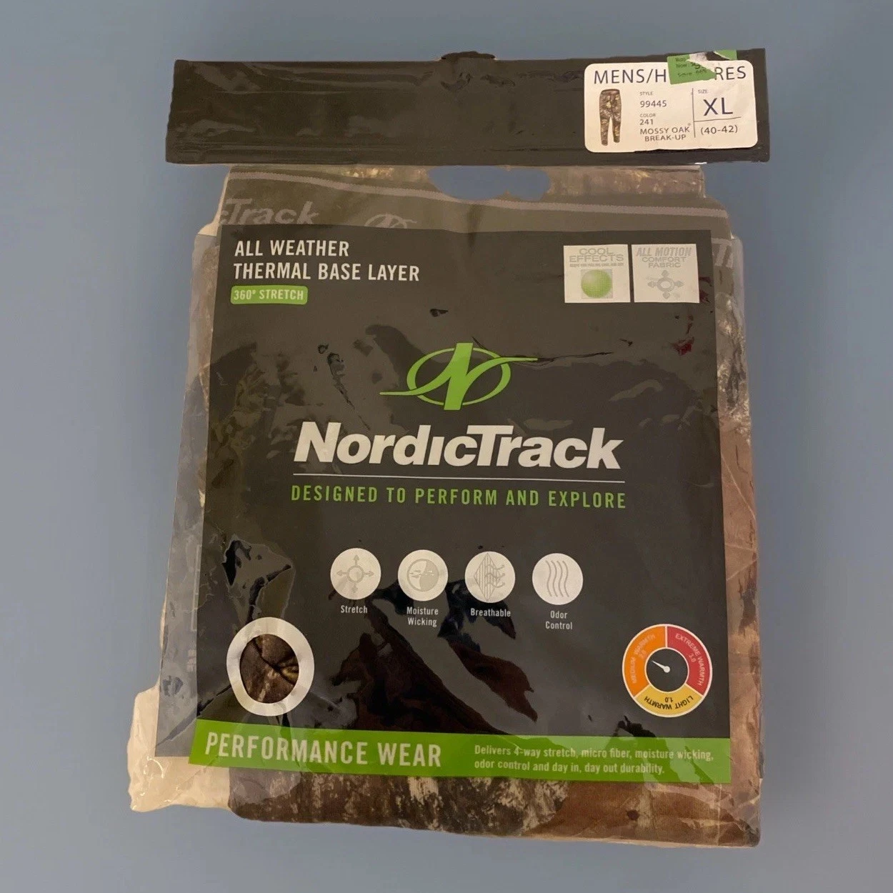 Nordic Track Thermal Base Layer Pants Mossy oak Men’s 360 stretch Size XL New