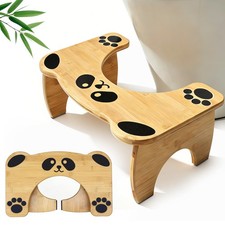 Bamboo Toilet Stool Foldable, 7 in Poop Stool for Bathroom, Portable Squattin...