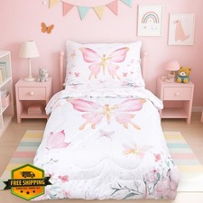 WINGHENLEE Toddler Bedding Set Pink Butterfly 4pc