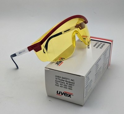 New! NOS UVEX Astrospec 3000 Patriot Frame Amber Lens Safety Glasses Made In USA