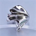 Size 8, vintage modern unique Sterling 925 silver handmade ring, wavy band
