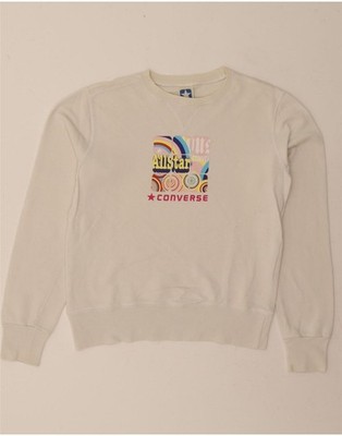 Converse Damen Oversize Grafik Hoodie Pullover UK 10 Small Off White DM84