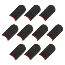 Mobile Gaming Finger Sleeve Controller Finger Thumb Sleeve Black/Red, Pack of 12