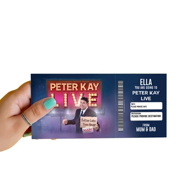 LAMINATED_PRINT Peter Kay Live Ticket Stand Up Comedy PERSONALISED Gift Ticket Keepsake