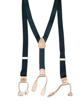 Black Suspenders Mens Adjustable Y Back Button Leather Tabs Formal Braces Work
