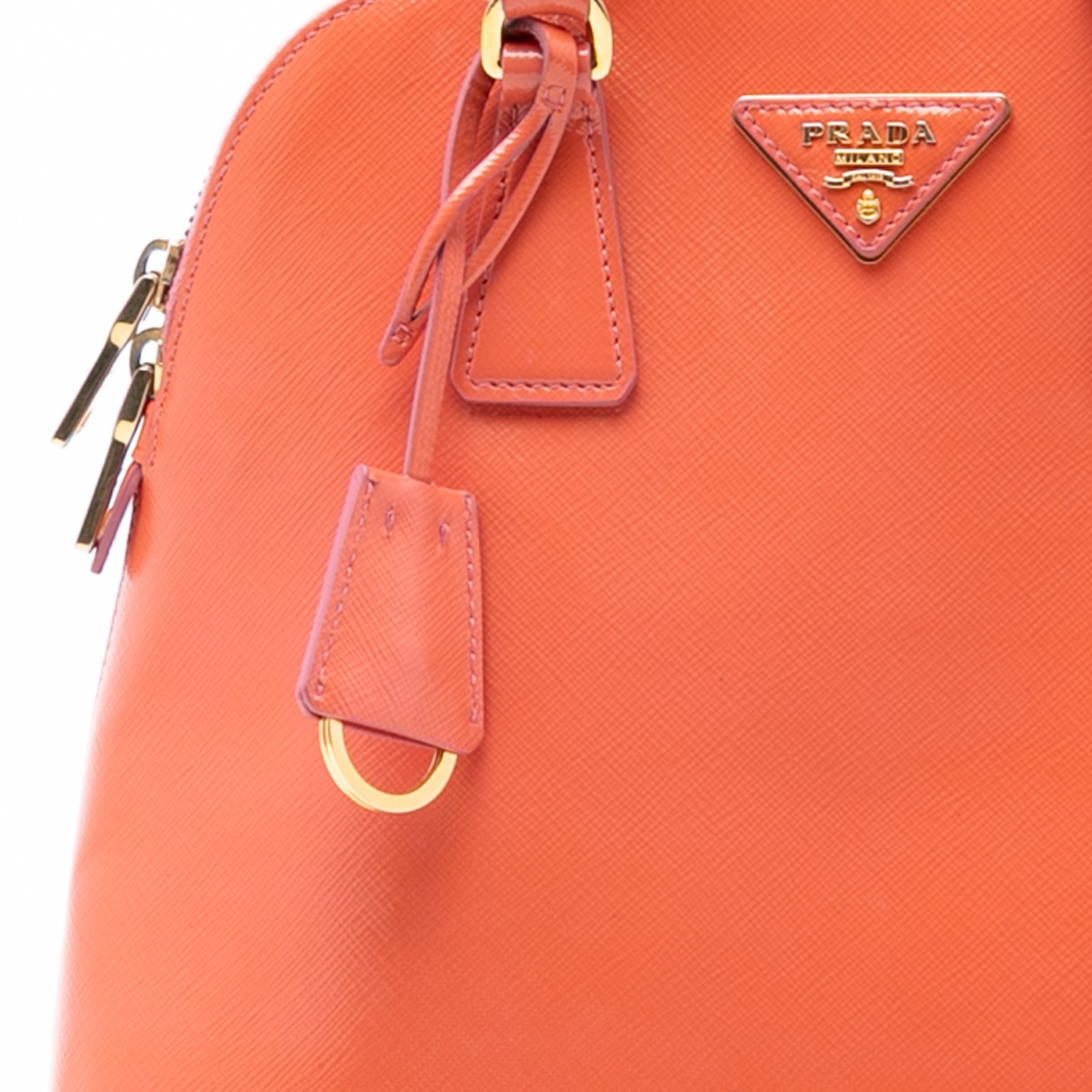 Authenticated Prada Small Saffiano Vernice Promenade Orange Leather Satchel thumbnail 6