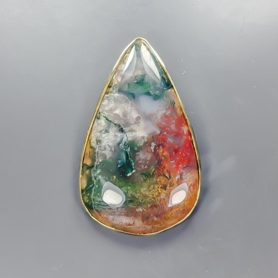 Unique jewelry 65 ct Natural Moss Agate Pendant 925 Sterling Silver  /NP52981