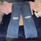 Hollister Women’s High Rise Straight Jeans Blue Medium Wash Distressed 5-Pocket — photo 1