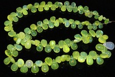 Natural yellow Ethiopian Opal Smooth Teardrops Pear 4-12mm Gemstone Bead 16 inch