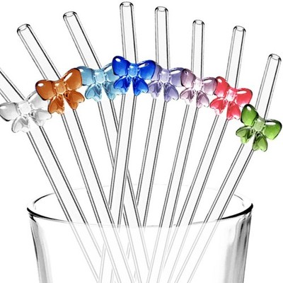 1pc 8mm Glass Straw, Reusable Drinking Straws Cute Butterfly Heat-Resistant Stra