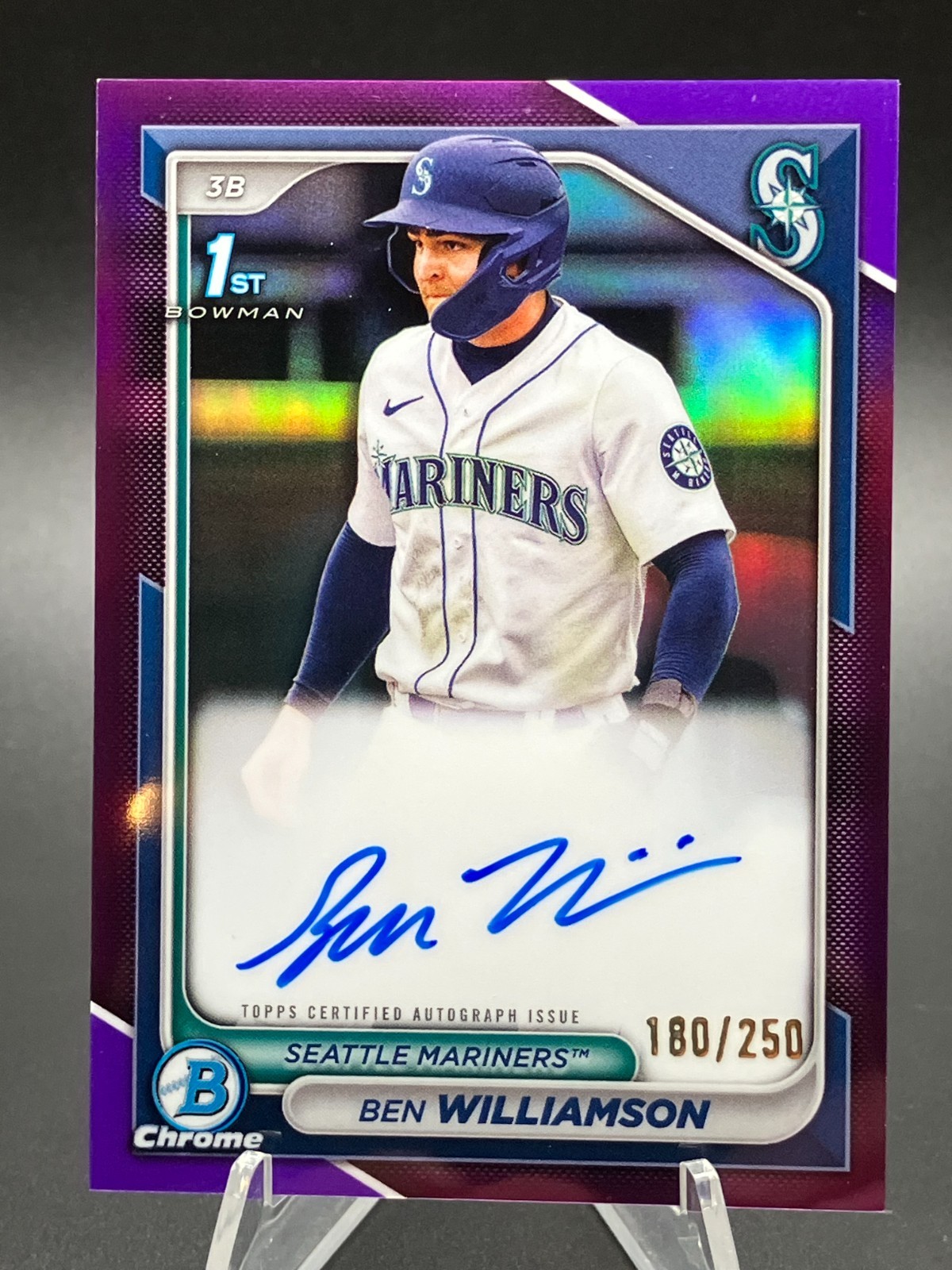 Ben Williamson 2024 Bowman Chrome 1st Auto /250 Purple Refractor #CPA-BWI Rays