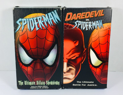 DAREDEVIL vs SPIDER-MAN & SPIDER-MAN Y2K VHS LOT BATTLE FOR JUSTICE & VILLAIN ++