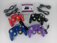 Wired Gamecube Controllers with 4 Port USB Adapter 4 Pcs Extension Cords 4 Pack