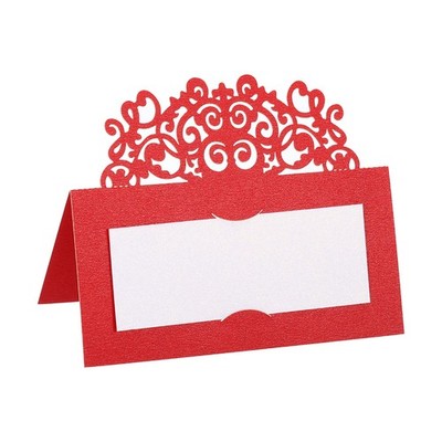 Table Name Place Cards,50Pcs Favor Decor Hollow Lace Design Seat Blank Card, Red